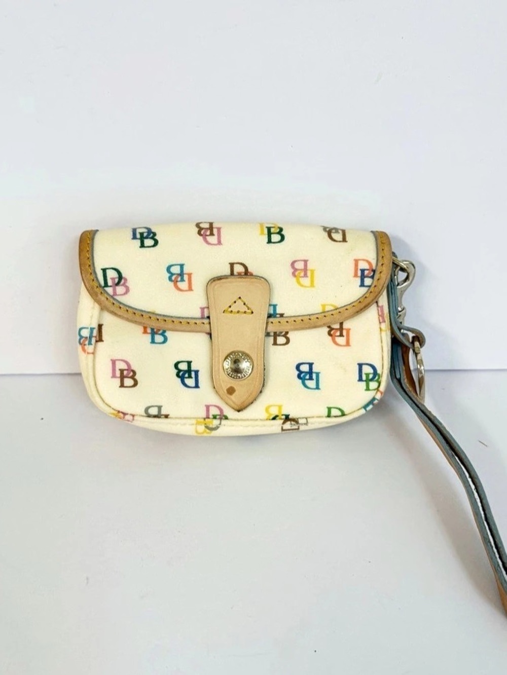 Dooney & Bourke Vintage Y2K Rainbow Monogram Wristlet Pouch